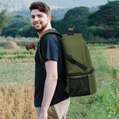 TUGUAN Insulated Cooler Backpack 38/42 Cans Double Deck Leakproof Lightweight Soft Lunch Backpack Small Cooler Bag Beach Picnic, Green