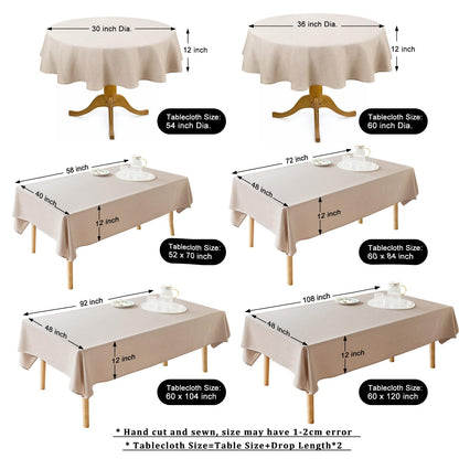 AUSSPVOCT Textured 54 Inch Round Tablecloth Up to 35'' Dia Tables Waterproof Spill-Proof Wipeable Table Cloth Wrinkle Free Circle Dining Table Cover for Birthday Farmhouse Outdoor Party Tablecloths