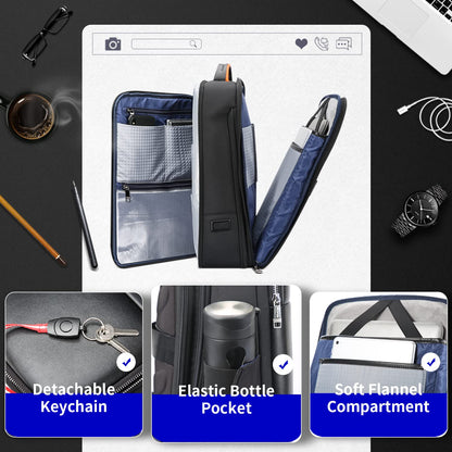 BOPai Business Smart Travel laptop Backpack Men 15.6 Inch USB Charging Waterproof 30L Large Expandable Convertible Friendly Carry Flight Approved Work Anti Theft Durable Black Rucksack