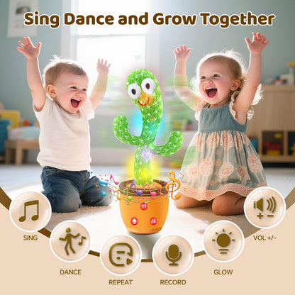 SANJOIN Dancing Talking Cactus Toy for Baby Toddler, Boys Girls Gifts Singing Mimicking Recording Repeating What You Say Baby Toys with 120 English Songs (Adjustable Volume)