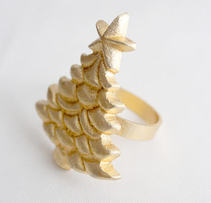 COTTON CRAFT Christmas Tree Napkin Rings - 8 Pack - Merry Xmas Hallelujah Holiday Dining Table Handmade Metal Napkin Holder - Joy Rejoice Festive Elegant Celebration Party Gift Tabletop Décor - Gold