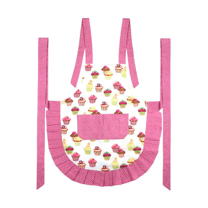 G2PLUS Kid Aprons, Toddler Apron with Pocket, Cupcake Child Apron for Christmas, Cooking, Baking, Gardening (Pink)