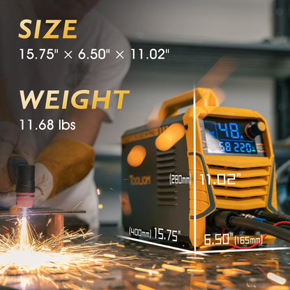 TOOLIOM 50A Non-Touch Pilot ARC Air Plasma Cutter Dual Voltage 110V/220V Metal Cutting Machine with Post/Flow Gas and 2T/4T, 1/2" Clean Cut