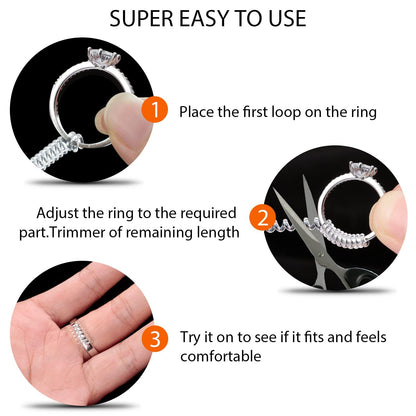 Ring Sizers for Loose Rings, Eiito Ring Size Adjuster Spacers or Tightener, Invisible Guards, 6 Sizes Fitter, Resizer Fit Almost Any Rings, Reduces Size by 0.5-1.5