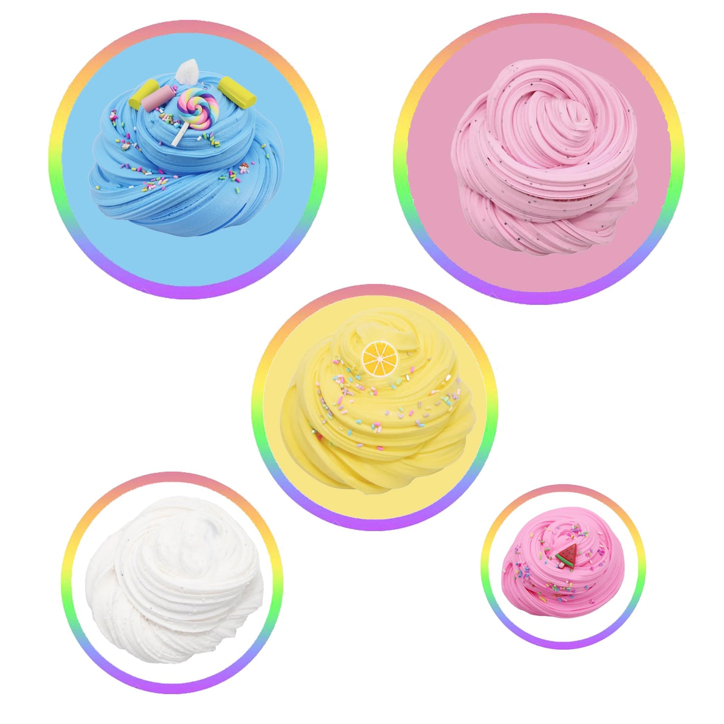 ZONEWAY 7 Pack Cake Butter Slime Kits, Soft and Non-Sticky Slime Kit Party Favors for Girls and Boys