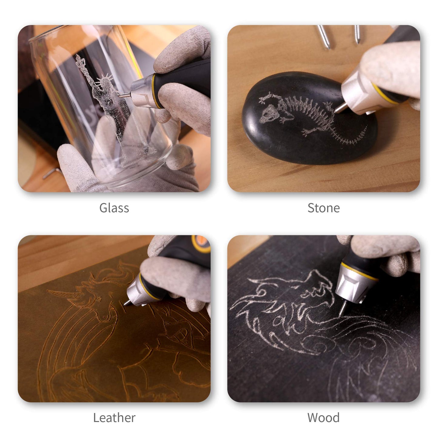 UTOOL Engraver Pen with Letter/Number Stencil, 24W Handheld Etching Tool for Wood Metal Glass Engraving with 4 Replaceable Tungsten Carbide Steel Bits