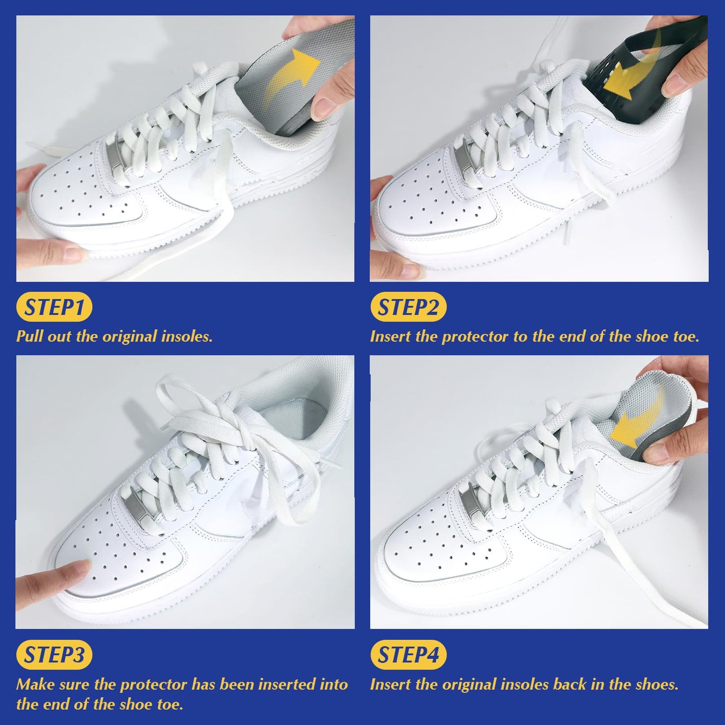 Crease Protector Shoe Guard for Sneakers: Jordans/Air Force 1/ Dunks, 6 Pairs Anti Crease Shoe Protector, Men Women Kids Size 3-6, Black+White