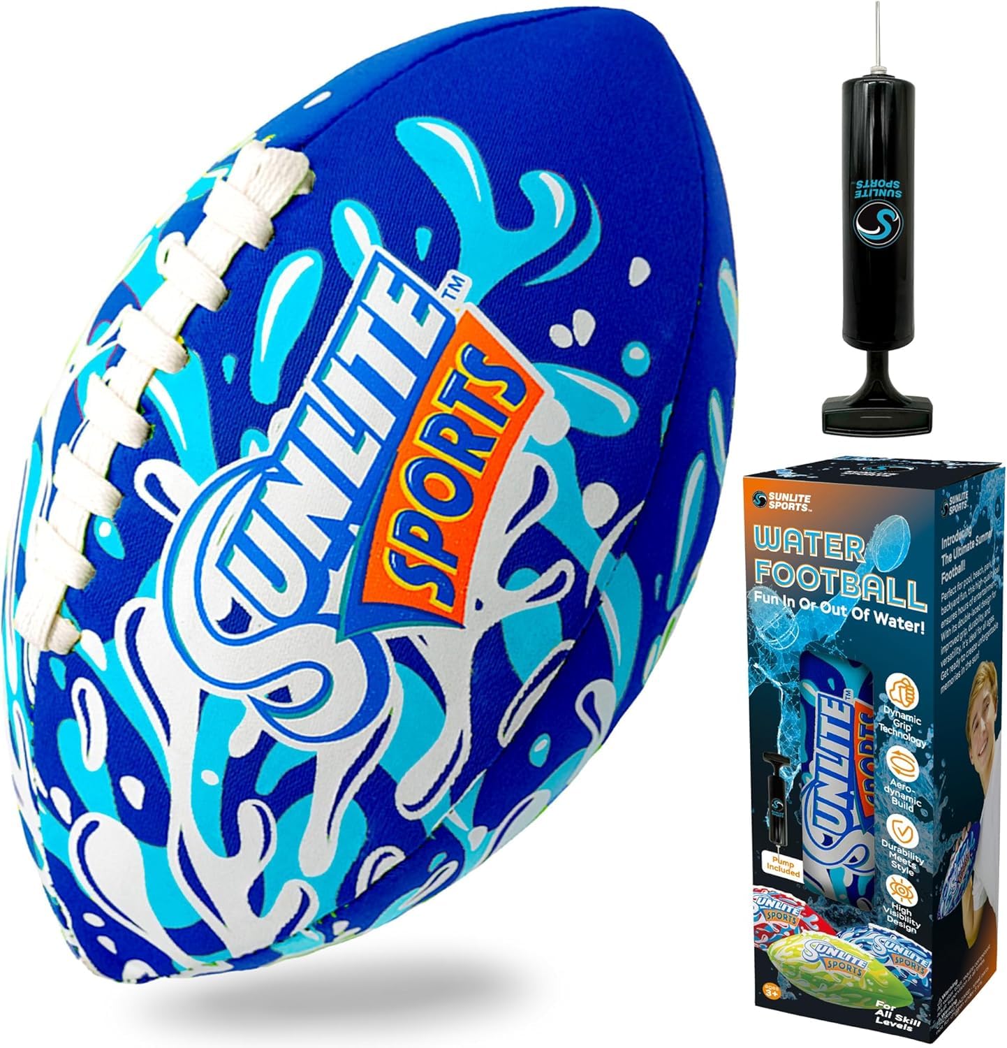 Sunlite Sports Waterproof Football, Outdoor Play, For Pool Beach Lake Park Water Toy, For Kids Children Teens Adults, Family Fun