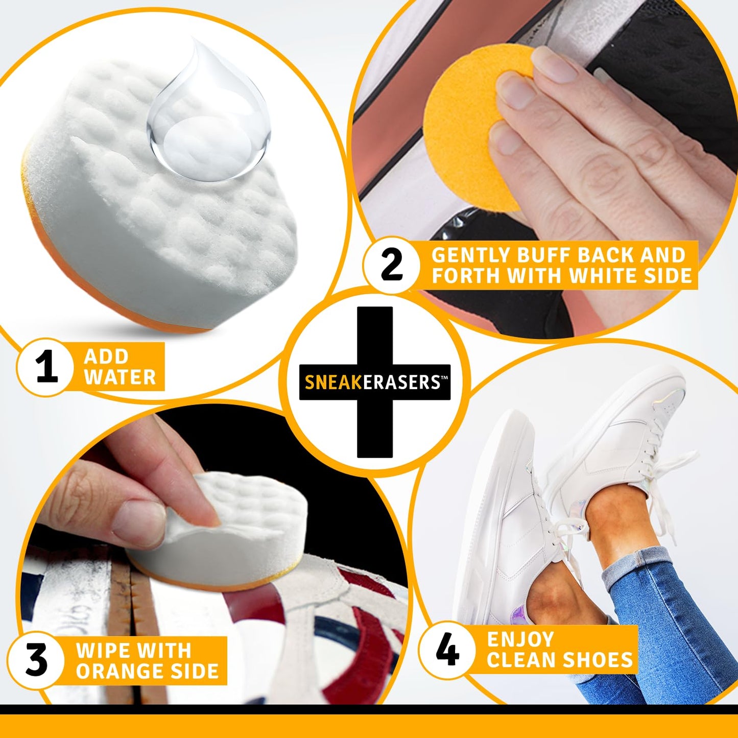 SneakERASERS Sole & Sneaker Cleaner, Premium Shoe Cleaner for Sneakers, Dual-Sided Sponges, Effective for Tennis Shoes & Women Men Sneakers, Gentle Rub Design Cleaner Kit, 10 Pack