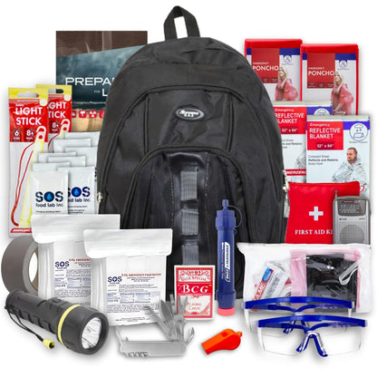 Emergency Zone Essentials 72-Hour Survival Kit - 2 Person | Bug Out Bag Backpack with Water Filter Straw and Emergency Supplies | The Optimal Disaster and Earthquake Emergency Kit