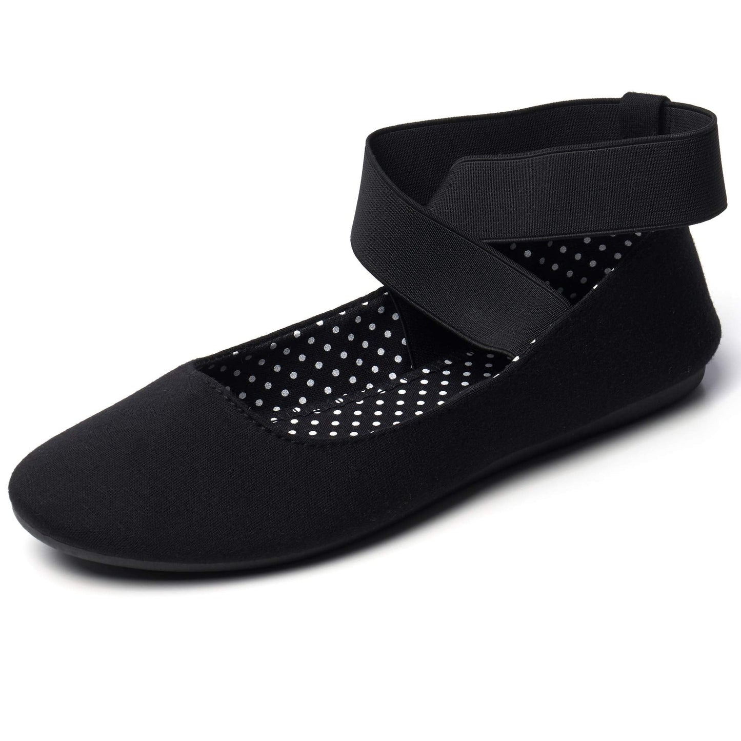 Alpine Swiss Peony Ballet Flats Shoes for Women | Elastic Ankle Strap Flats | Round Closed-Toe Shoes | Slip On Loafers | Padded for Comfort BLK 11