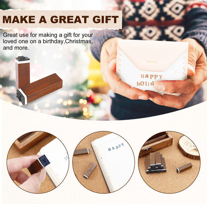 UCEC 70pcs Alphabet Stamps for Clay, Rubber Letter Stamps for Crafting, Wooden Letter Number and Symbol Stamp Set for Scrapbooking Supplies DIY Craft Card Making