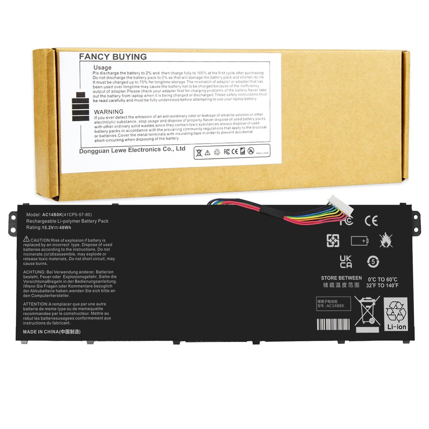 AC14B8K Laptop Battery for Acer Aspire R3-131T R5-471T R5-571T R5-571TG E3-111 E3-112 ES1-511 ES1-512 ES1-531 ES1-520 ES1-111M R7-371T R7-372T V3-111 fits KT.0040G.004, KT0030G.004, 3ICP5/57/80