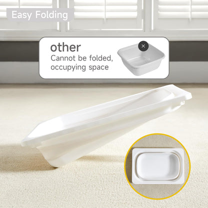 Beright Collapsible Storage Bin, Wash Basin Folding Dish Tub Sink, Space Saving for Dishing, Fruit and Camping, Hiking and Home, White, Small, 1 Pack