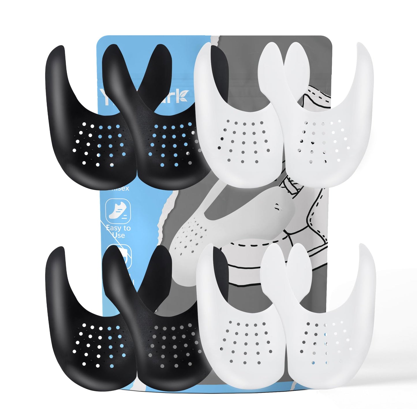 YOLOPARK 4 Pairs Creases Protector for Shoe Sneakers:AF1s,Dunks and More, Anti Creases Protector for Men's 7.5-13 Women 5-8.5