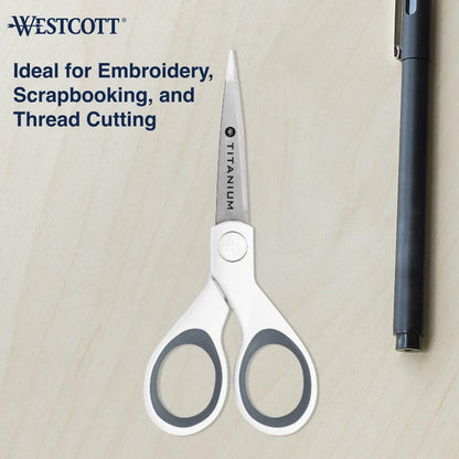 Westcott 5" Micro-Tip Fabric Scissors with Titanium-Bonded Blades - Ideal for Crafting, Sewing, and More