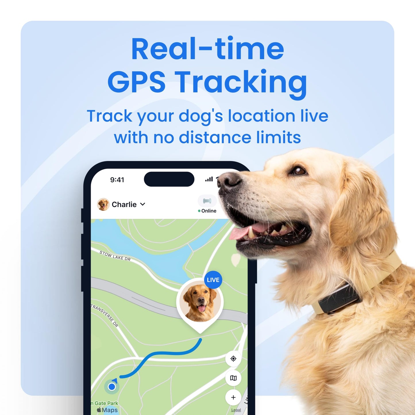 Tractive Smart Dog GPS Tracker | Live Pet Tracker with Virtual Fence | Vital Signs Monitoring of Heart & Respiratory Rate | Bark Monitoring | Dog Collar Attachment (Brown)