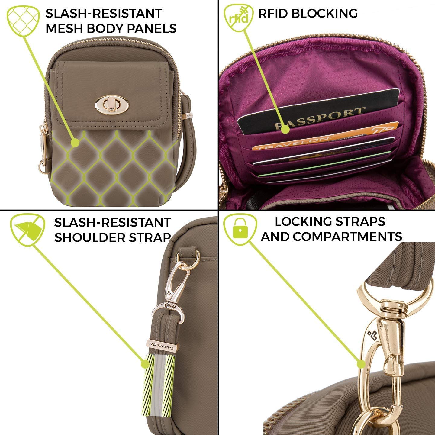 Travelon Anti-Theft Tailored Crossbody Phone Pouch