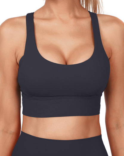 Grace Form Strappy Sports Bra for Women Padded Push Up Sport Bra Athletic Running Workout Bra Yoga Bra