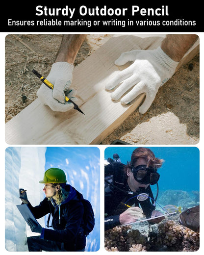 Four Candies 1.3mm Mechanical Pencil Set with 72 Lead Refills, 3PCS Metal Weatherproof Body Heavy Duty Carpenter Pencil, 3 Eraser, 16 Eraser Refills, for Outdoor Woodworking Drafting Marking with Case