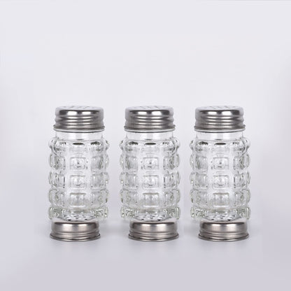 Retro Style Salt and Pepper Shakers with Stainless Tops (2)