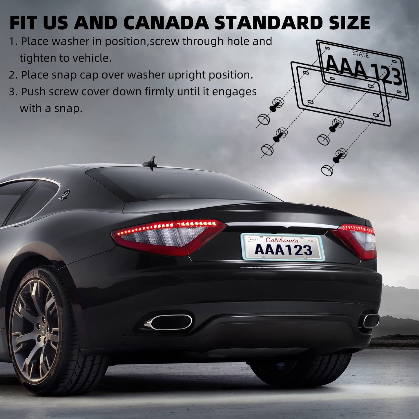 QiqaMole 2 Pack Silicone Frame Front Back License Plate Cover/ Bracket Holder Rust-Proof, Rattle-Proof, Weather-Proof, for US CA Standard Cars (Light Green)