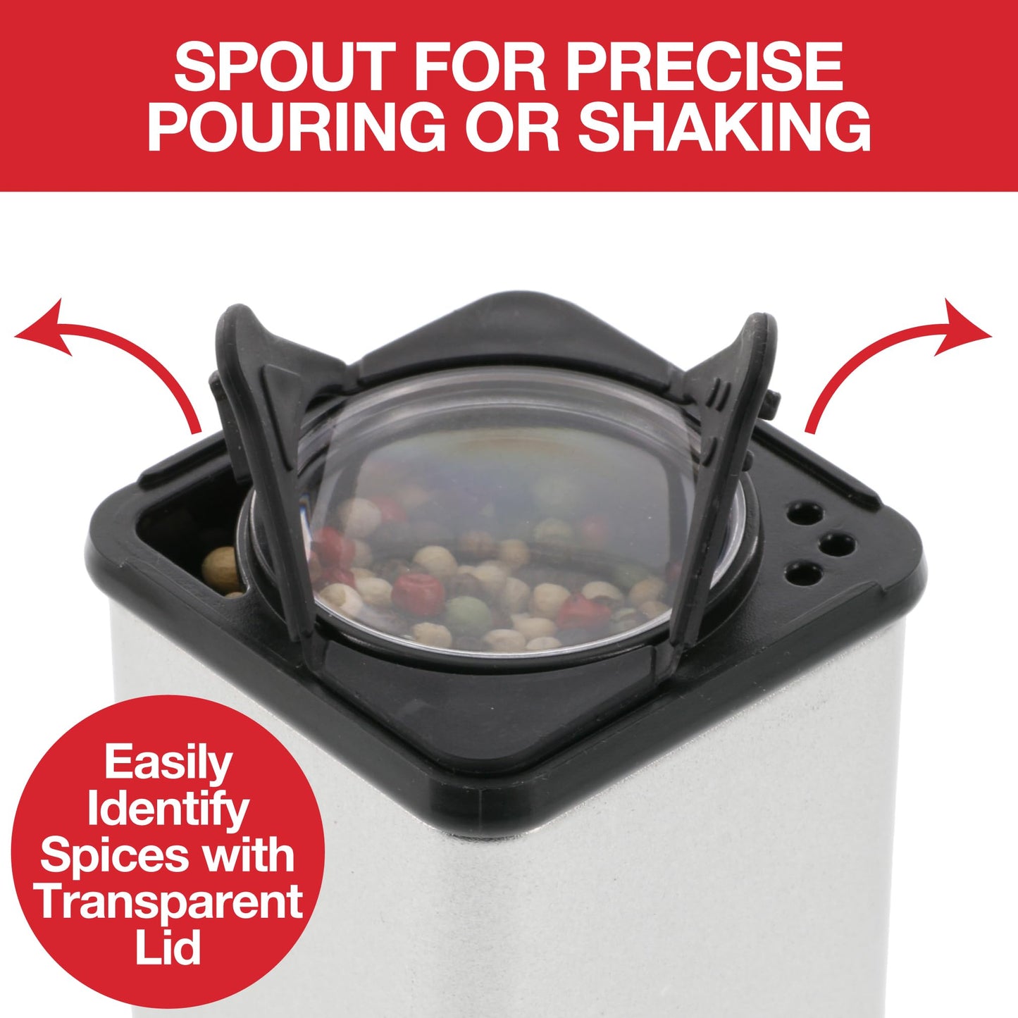 Set of 12 Magnetic Spice Jars, Shake or Pour Containers - Attaches to Most Refrigerator Doors & Appliances, Seasoning Dispensers- Easy Open Window Top Shakers Metal- Space Saving Kitchen Essential