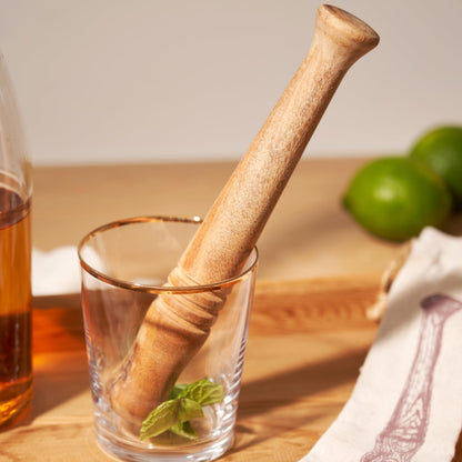 Twine Acacia Wood Mojito Muddler for Cocktails with Jute Storage Pouch, Bar Accessories, Cocktail Muddler, Drink Muddler, Set of 1, Wood Grain