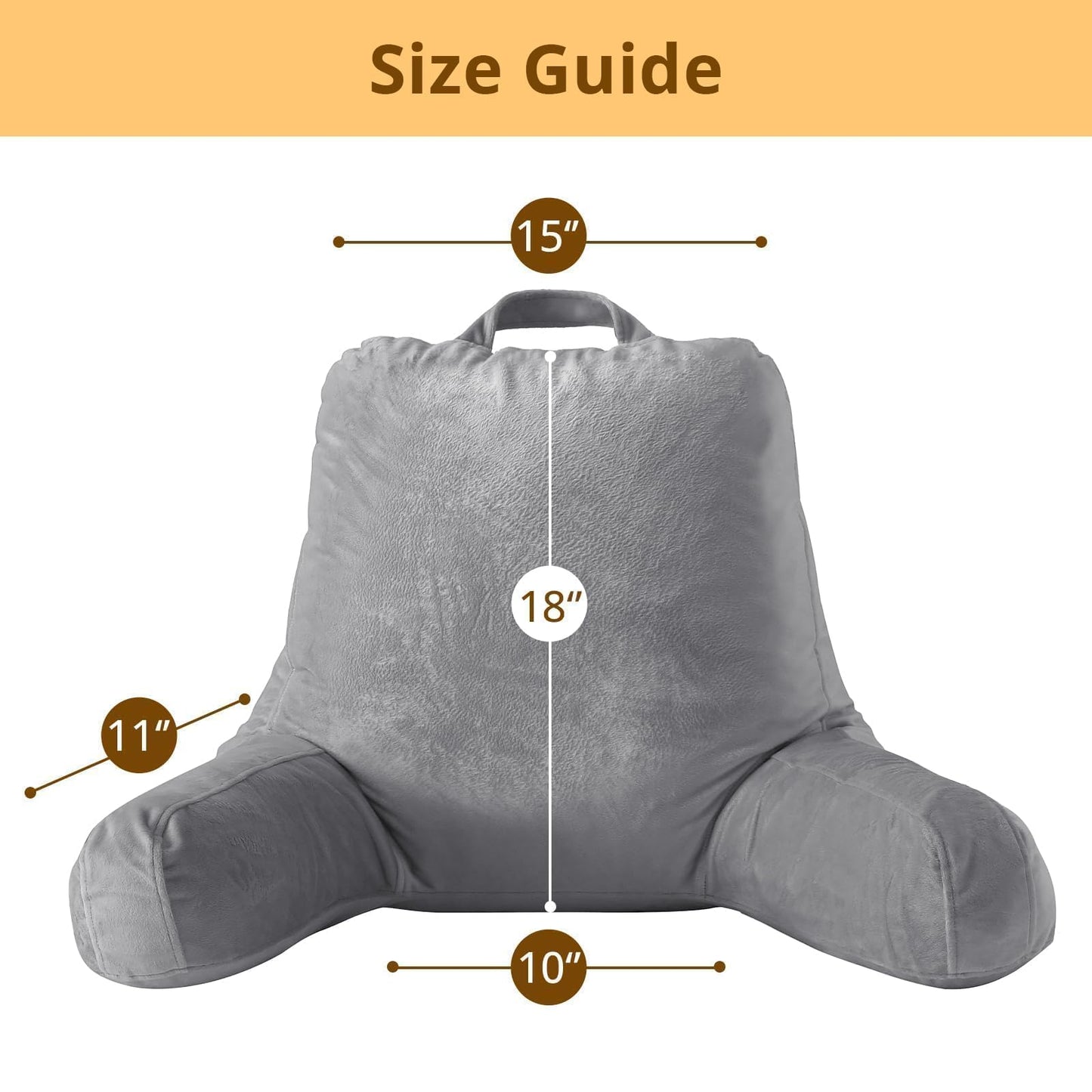 Sasttie Reading Pillows for Sitting in Bed Adult, Velvet Back Pillow Bed Sitting Up, Back-Rest Support Cushion for Sit Up on Couch, Sofa, and Floor, Dorm Essentials, Oeko-Tex Certified, Dark Grey