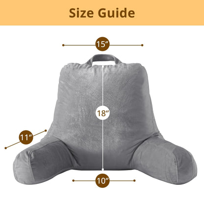Sasttie Reading Pillows for Sitting in Bed Adult, Velvet Back Pillow Bed Sitting Up, Back-Rest Support Cushion for Sit Up on Couch, Sofa, and Floor, Dorm Essentials, Oeko-Tex Certified, Dark Grey