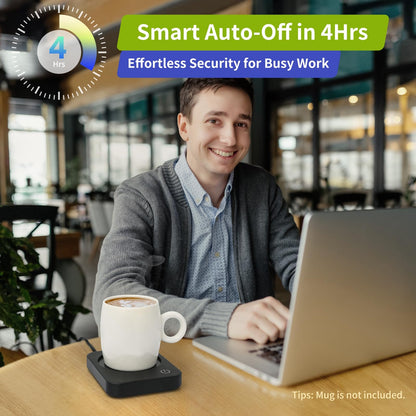 VOBAGA Coffee Mug Warmer for Desk with Auto Shut Off & 3-Temp Settings, Coffee Cup Warmer with Smart Safety Alert Home Office Accessory, Perfect for Coffee, Tea, Milk (No Mug)