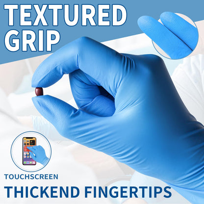 FINITEX Blue Disposable Nitrile Exam Gloves - 200 PCS/BOX 3.5mil Rubber Powder-Free Latex-Free Medical Examination Home Cleaning Food Gloves, X-LARGE