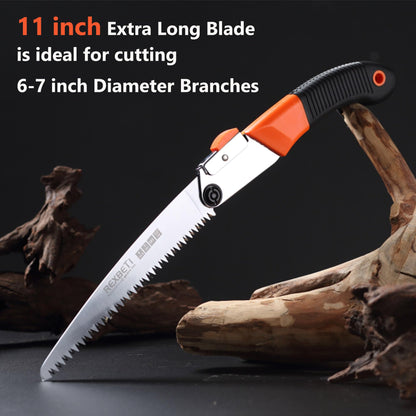 REXBETI Folding Saw, Heavy Duty 11 Inch Extra Long Blade Hand Saws for Wood Camping, Dry Wood Pruning Saws With Hard Teeth, Quality SK-5 Steel