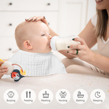 Synrroe Muslin Burp Cloths 4 Pack Large 20" by 10" 100% Cotton 6 Layers Extra Absorbent and Soft