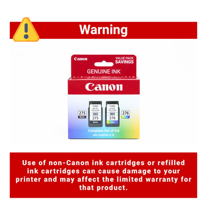 Canon PG-275 / CL-276 Genuine Ink Value Pack (2 Cartridges), Compatible with TS3520/3522/4722/3720/3722, TR4720