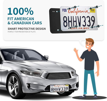 Aujen Silicone License Plate Frames Black, 2 Pack Car License Plate Frame, Universal US Black License Plate Holders Brackets Rust-Proof, Weather & Rattle-Proof, Car Accessories