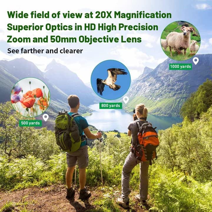 ZIYOUHU Binoculars for Adults 20x50 High Power Low Light Waterproof HD Compact Binoculars,BAK4 Prism FMC Lens for Bird Watching Hunting Travel Football Stargazing