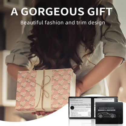 Ziciner Car Registration Insurance Holder, 2Pack Essential Auto Card Document Glove Box Organizer with Velcro Closure, Vehicle Interior Accessories Perfect for Most Car, Truck, SUV (Black/Big Car)