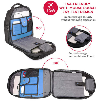 Swissdigital Design TSA Business Laptop Backpack For Men,Travel Backpack With USB Charging Port,College Tech Backpacks With RFID Pockets Presents For Men Fits 15.6 Inch Computer | TERABYTE