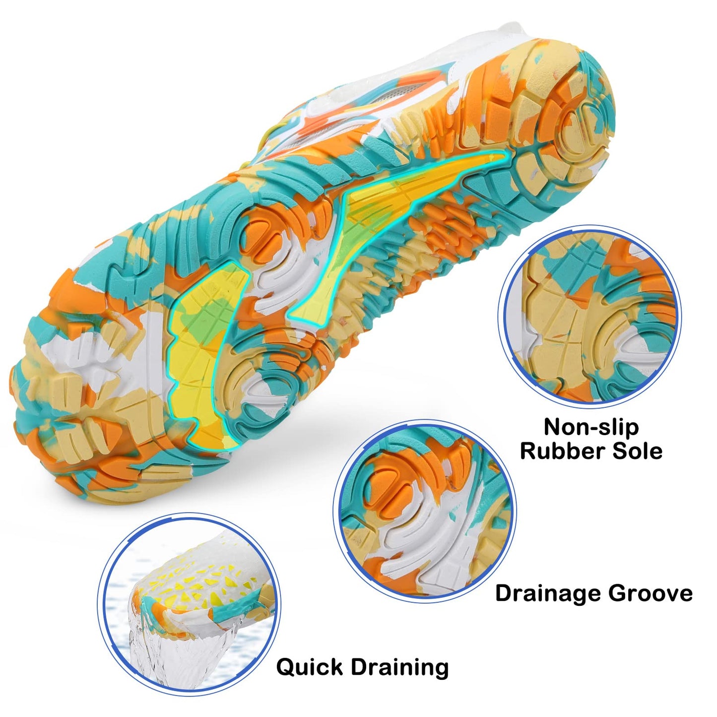 Scurtain Unisex Mens Womens Athletic Hiking Water Shoes for Women Men Quick Dry Barefoot Swim Shoes Beach Shoes Pool Shoes for Women Men Aqua Sports with Drainage Beige/Yellow 6.5 W/5 M