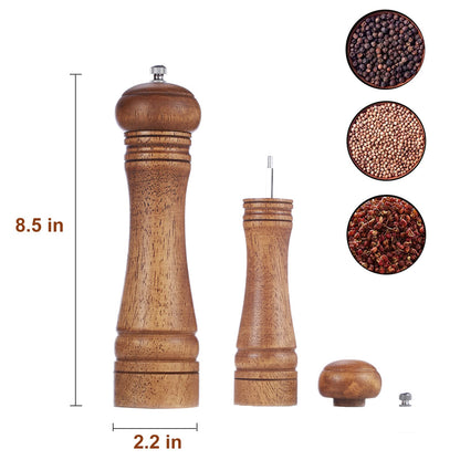 Gulex® Wood Pepper Grinder Pepper Mill,Adjustable Coarseness 8 Inch Wooden Peppermill, Ceramic Grinding Mechanism Salt Mill Refillable (1 pack)