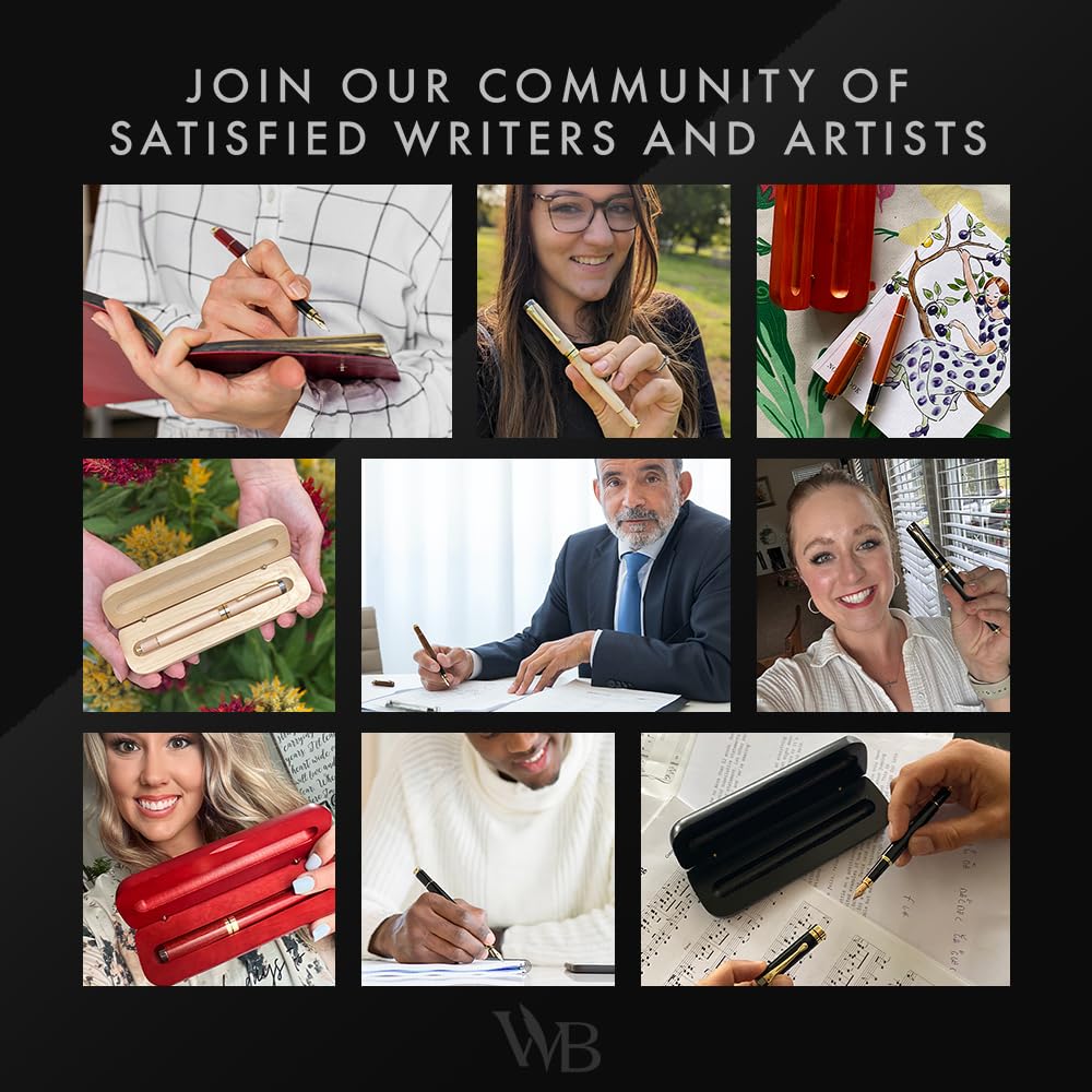 Wordsworth & Black Fountain Pen Set, Luxury Bamboo Wood - Medium Nib, Gift Case; Includes 6 Ink Cartridges, Ink Refill Converter -Journaling, Calligraphy; Drawing, Smooth Writing [Rosewood]