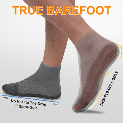 SKASO Sock Shoes Barefoot Minimalist Shoes Women Men Slip on Comfortable Breathable for Swimming Gym Running Grey Black Women Size 11.5-12.5
