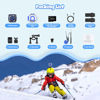 PROGRACE Kids Waterproof Camera for Boy Toys - Gifts for Boy Waterproof Digital Camera Underwater Video Camera for Kids Age 3-14 Year Old Birthday Presents with 32GB Card
