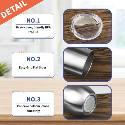 StarSpeed 12oz/6 Pack Wine Tumbler with lid, Stainless Steel Travel Mugs Stemless Double Wall Insulated Coffee Cup, Insulated Wine Glasses Travel Tumbler for Cold & Hot Drinks(Silver, 6)