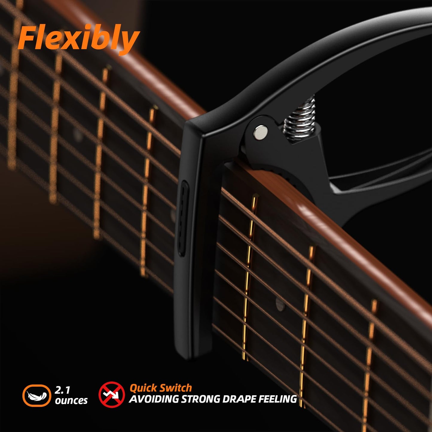 Guitar Capo,TANMUS 3in1 Zinc Metal Capo for Acoustic and Electric Guitars (with Pick Holder and 4Picks),Ukulele,Mandolin,Banjo,Guitar Accessories