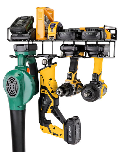 UNITEDPOWER Wall Mounted Power Tool Organizer Holder, Heavy Duty Utility Storage Rack With Shelf for Battery Powered Hand Tools, Workshop, Shed, Garage, Home