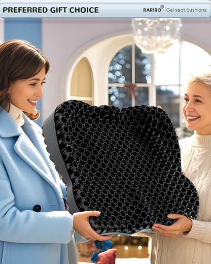 Enlarged 19.7" Gel Seat Cushion, Egg Gel Chair Pads for Wheelchair Pressure Coccyx Sciatica Pain Relief, Cooling Desk Seat Cushion for Kayak, Car, Office Chair Long Sitting[Black]