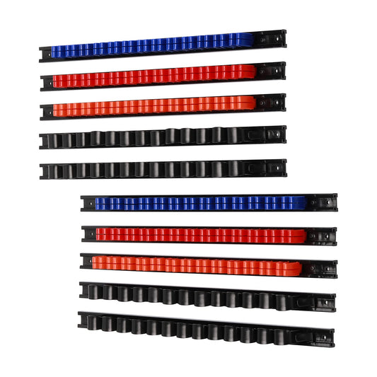 CASOMAN 10 pcs Screwdriver Organizer and Wrench Organizer, Wall Mount, Hand Tool Holder, Plastic Rail Wrench Hanger with Clips