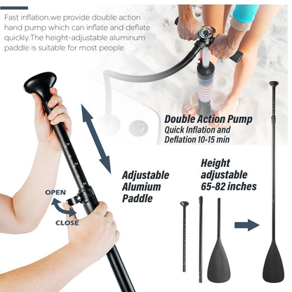 ADVENOR Paddle Board 11'x33 x6 Extra Wide Inflatable Stand Up with SUP Accessories Including Adjustable Paddle,Backpack,Waterproof Bag,Leash,and Hand Pump,Repair Kit (Green)